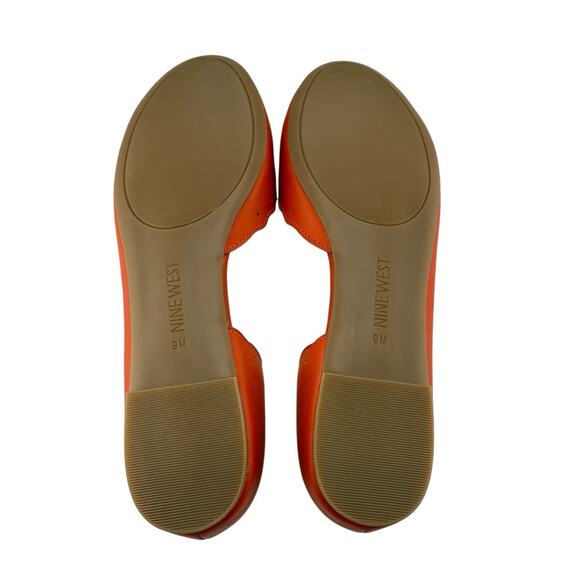 Nine West Mai Leather Ballerina Flats Orange Scalloped Edge Shoe Size 9 New - Picture 8 of 12
